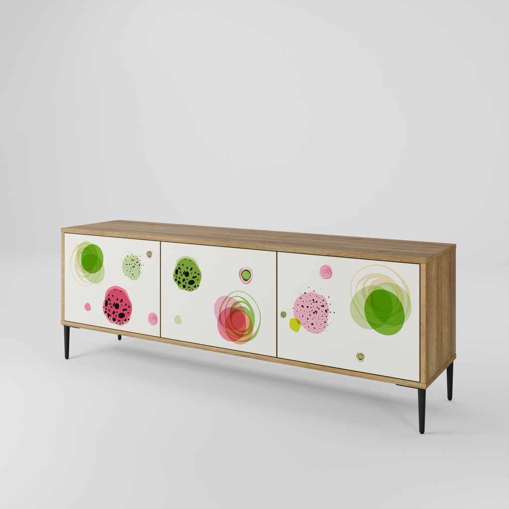 Mueble de TV COLORFUL COSMOS de 3 puertas con efecto roble