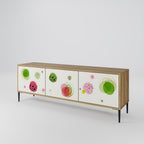 COLORFUL COSMOS Mueble de TV de 3 Puertas en Efecto Roble