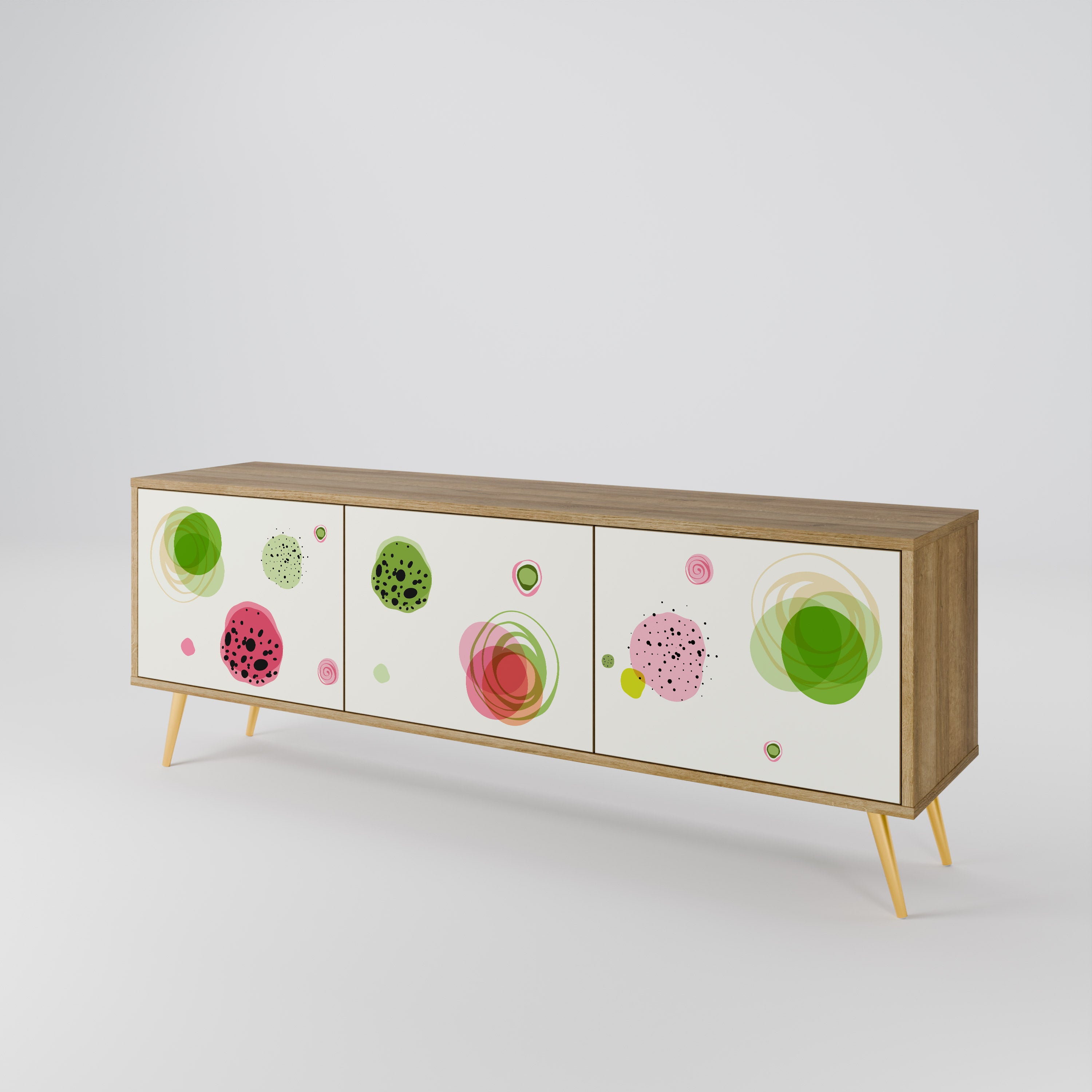 COLORFUL COSMOS 3-Door TV Stand in Oak Effect