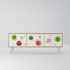 COLORFUL COSMOS Mueble de TV de 3 Puertas en Efecto Roble