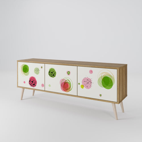COLORFUL COSMOS Mueble de TV de 3 Puertas en Efecto Roble
