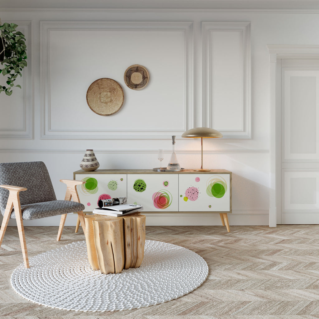 Mueble de TV COLORFUL COSMOS de 3 puertas con efecto roble