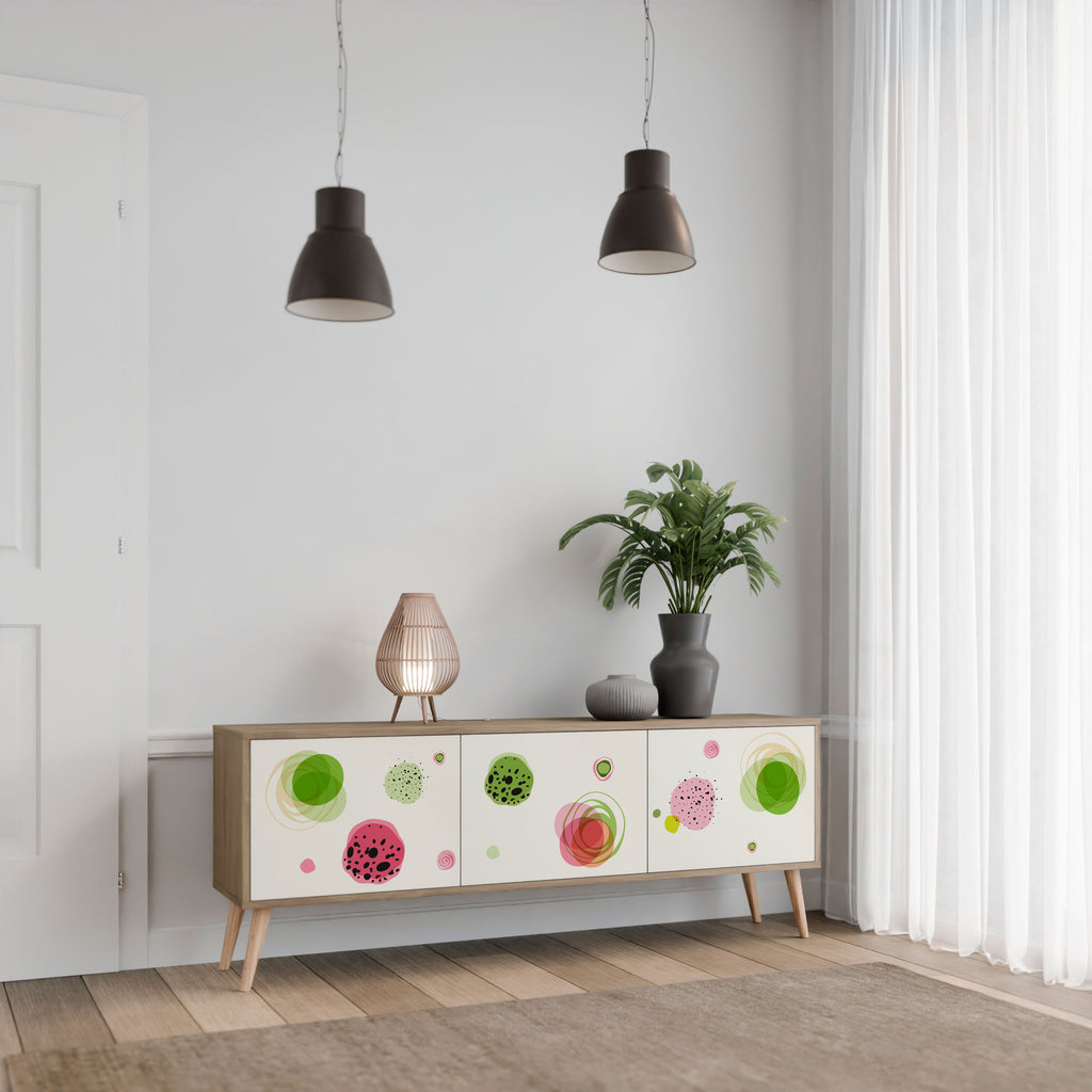 Mueble de TV COLORFUL COSMOS de 3 puertas con efecto roble