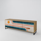 TWO HALVES 3-Door TV Stand in Oak Effect