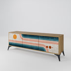 TWO HALVES 3-Door TV Stand in Oak Effect