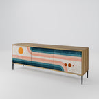 TWO HALVES 3-Door TV Stand in Oak Effect