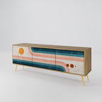 TWO HALVES 3-Door TV Stand in Oak Effect