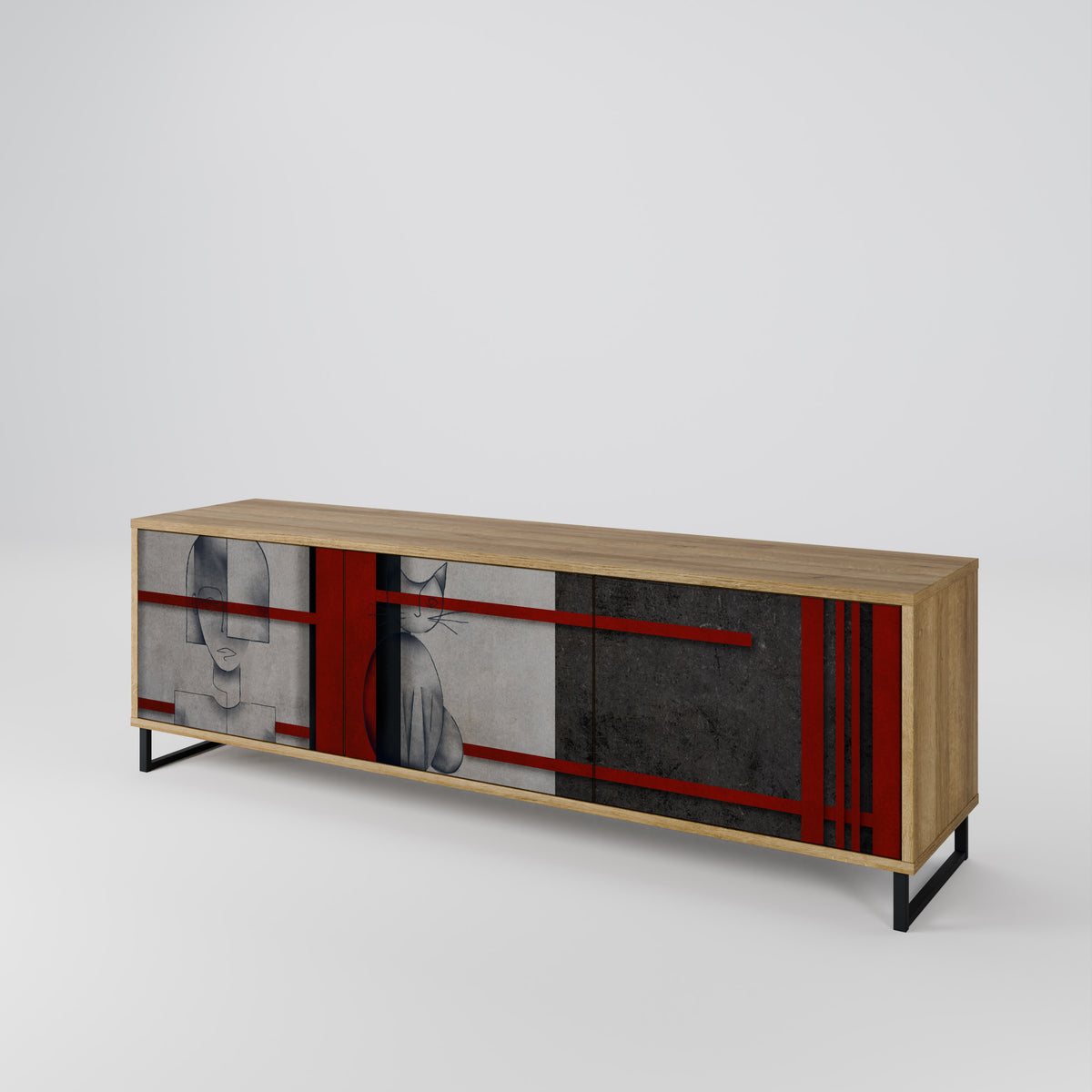 GRAY FIGURES Mueble de TV de 3 Puertas