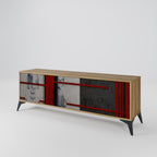 GRAY FIGURES 3-Door TV Stand in Oak Effect