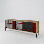 GRAY FIGURES 3-Door TV Stand in Oak Effect