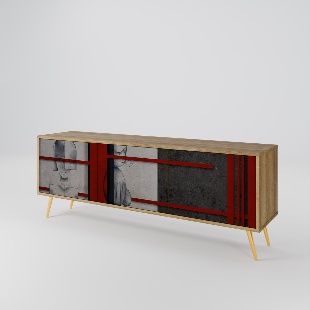 GRAY FIGURES Mueble de TV de 3 Puertas