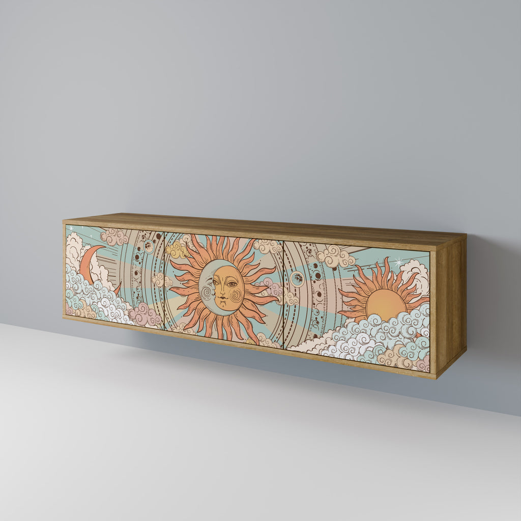 MYSTICAL STRUCTURE 3-Door TV Stand in Oak Effect