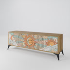 MYSTICAL STRUCTURE Mueble de TV de 3 Puertas en Efecto Roble