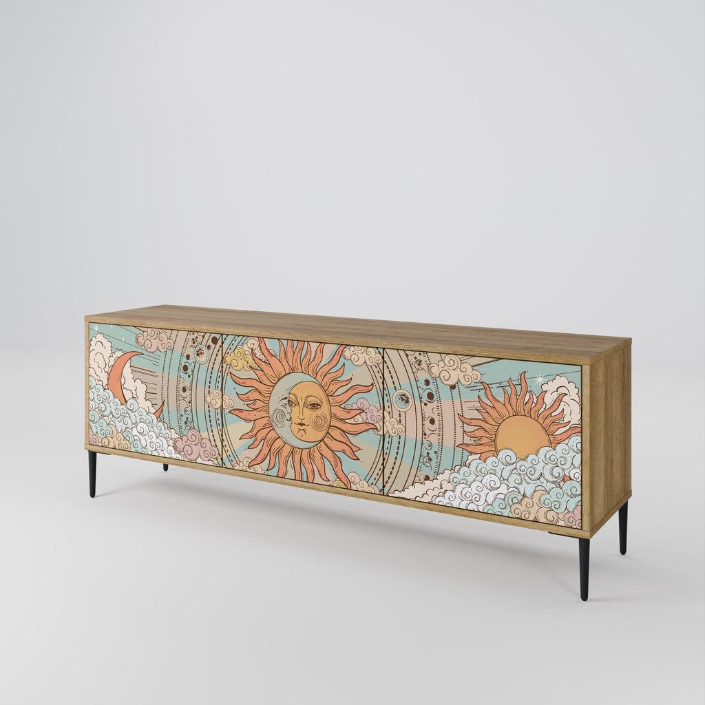 MYSTICAL STRUCTURE 3-Door TV Stand in Oak Effect