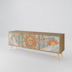 MYSTICAL STRUCTURE Mueble de TV de 3 Puertas en Efecto Roble