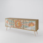 MYSTICAL STRUCTURE Mueble de TV de 3 Puertas en Efecto Roble