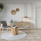 MYSTICAL STRUCTURE Mueble de TV de 3 Puertas en Efecto Roble