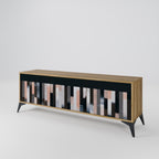 COLLAGE OF RECTANGLES 3-Door TV Stand in Oak Effect