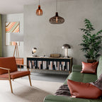 COLLAGE OF RECTANGLES 3-Door TV Stand in Oak Effect