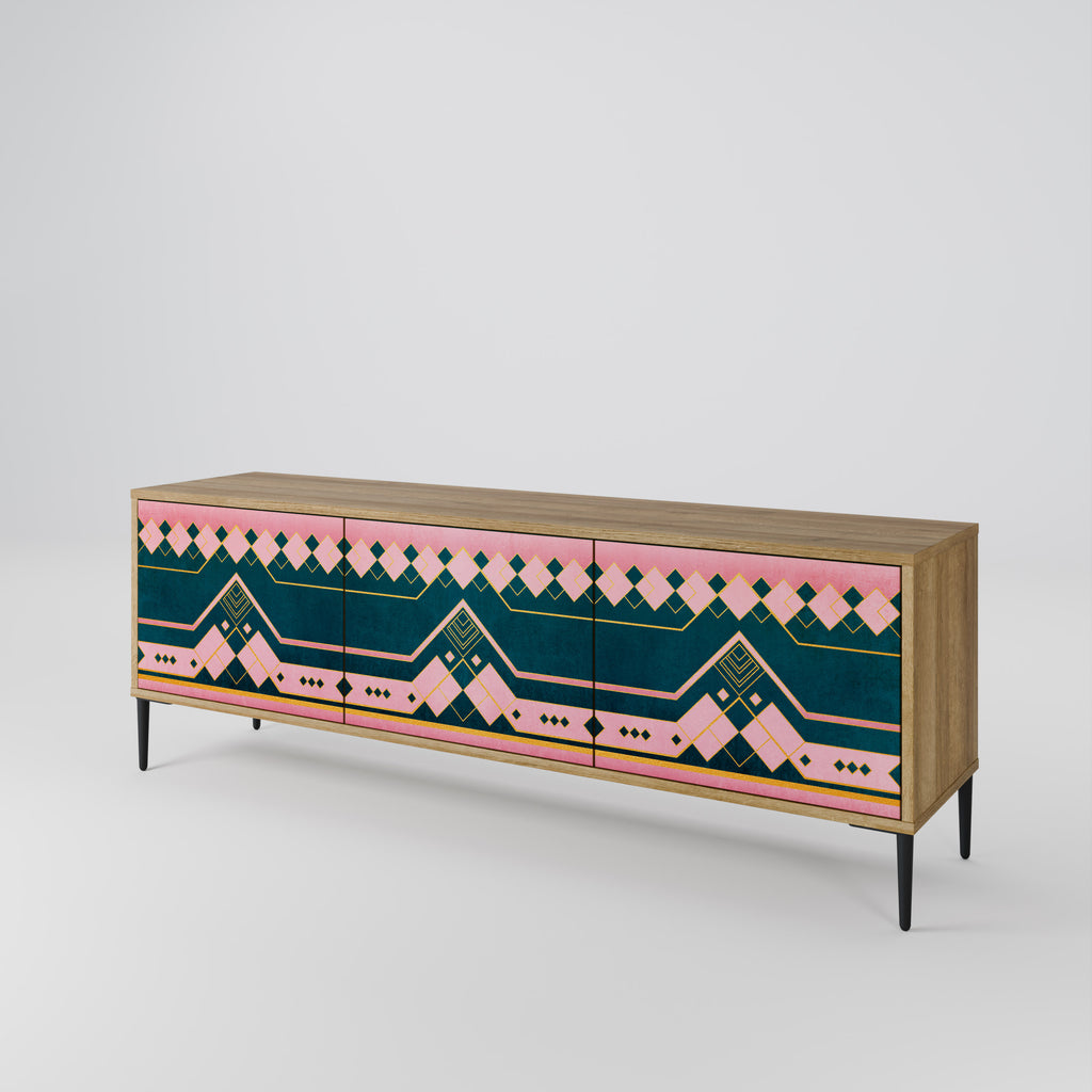 ROYAL COMPOSITION 3-Door TV Stand in Oak Effect