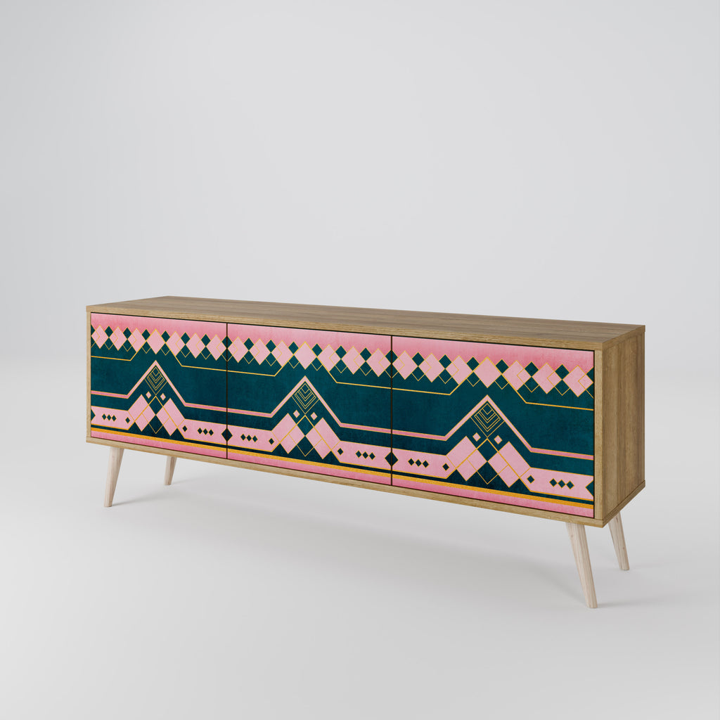 ROYAL COMPOSITION 3-Door TV Stand in Oak Effect