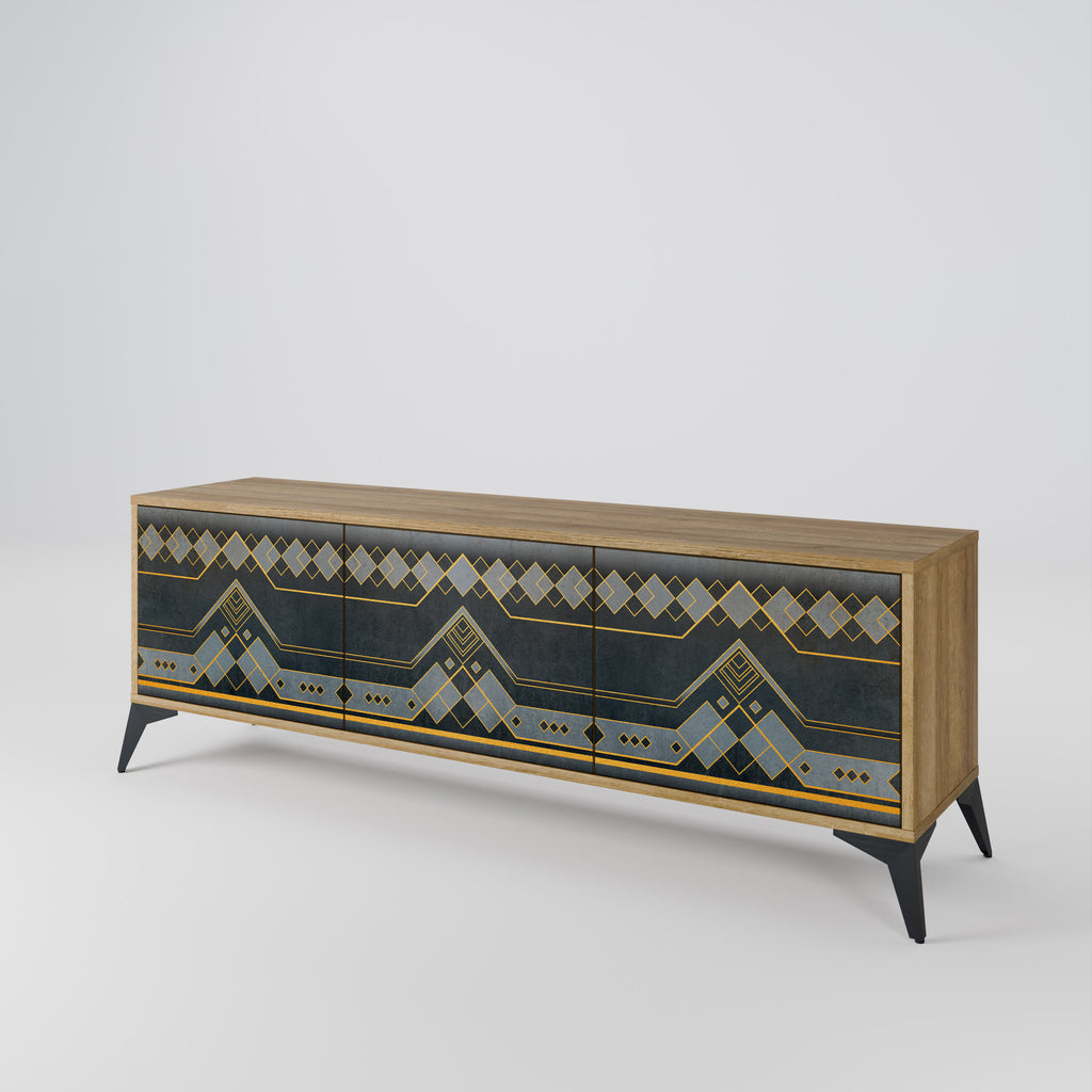 ROYAL ORDINARINESS 3-Door TV Stand in Oak Effect