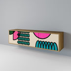 GEOMETRIC RHAPSODY 3-Door TV Stand in Oak Effect