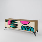 GEOMETRIC RHAPSODY 3-Door TV Stand in Oak Effect