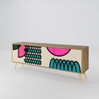 GEOMETRIC RHAPSODY 3-Door TV Stand in Oak Effect