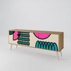 GEOMETRIC RHAPSODY 3-Door TV Stand in Oak Effect