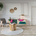 GEOMETRIC RHAPSODY 3-Door TV Stand in Oak Effect