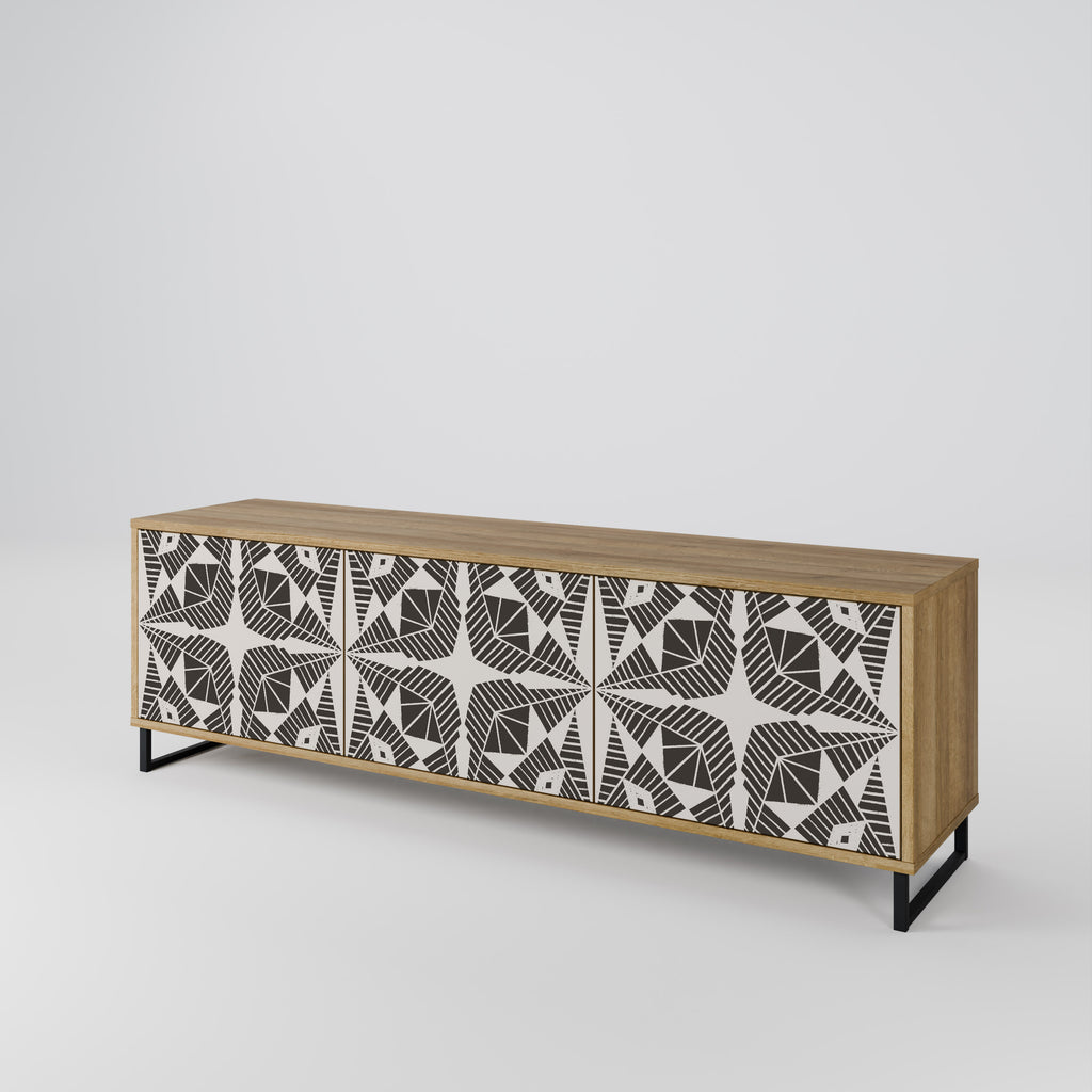 MONOCHROME NEXUS 3-Door TV Stand in Oak Effect