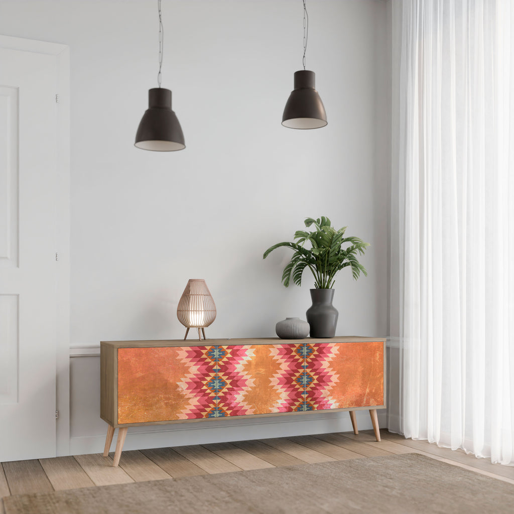 INDIAN FOLK 3-Door TV Stand in Oak Effect