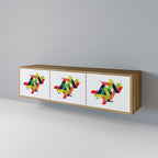 FUTURE SIGN 3-Door TV Stand in Oak Effect