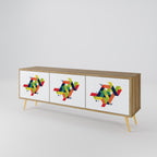 FUTURE SIGN 3-Door TV Stand in Oak Effect