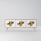 FUTURE SIGN 3-Door TV Stand in Oak Effect