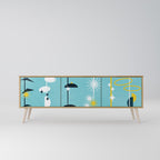 PATHS TO HAPPINESS 3-Door TV Stand in Oak Effect