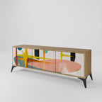 INTERSTELLAR VIBES Mueble de TV de 3 Puertas en Efecto Roble