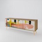 INTERSTELLAR VIBES Mueble de TV de 3 Puertas en Efecto Roble