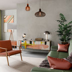 INTERSTELLAR VIBES Mueble de TV de 3 Puertas en Efecto Roble