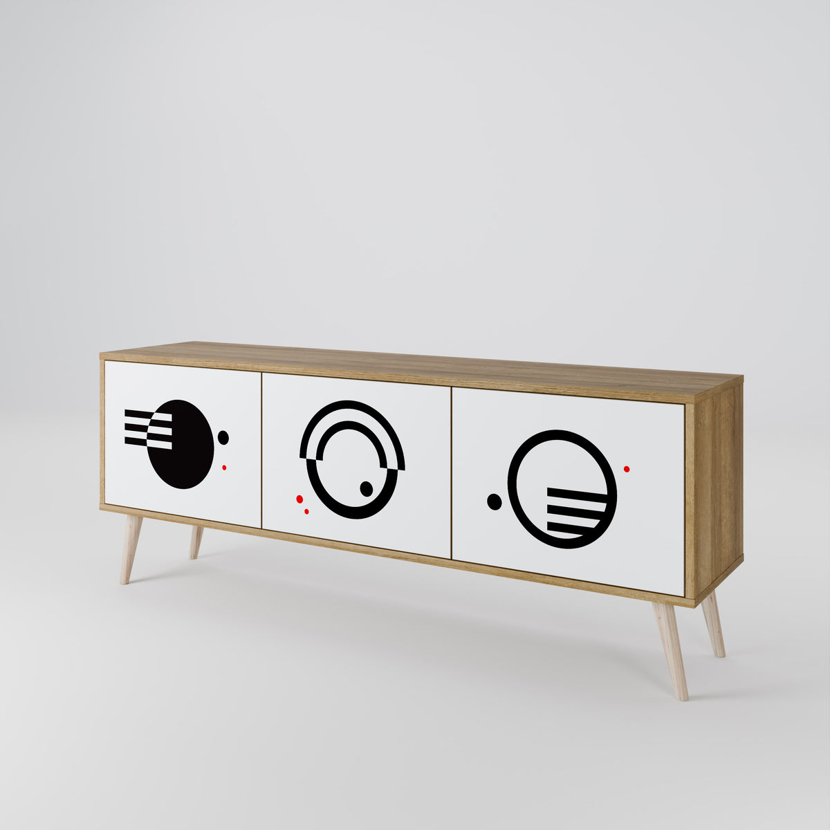 BLACK AND WHITE COMBINATION Mueble de TV de 3 Puertas