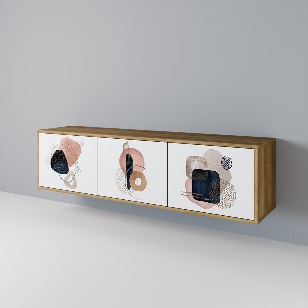 Mueble de TV de 3 puertas con efecto roble COLORFUL SHAPES