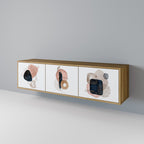 COLORFUL SHAPES Mueble de TV de 3 Puertas en Efecto Roble