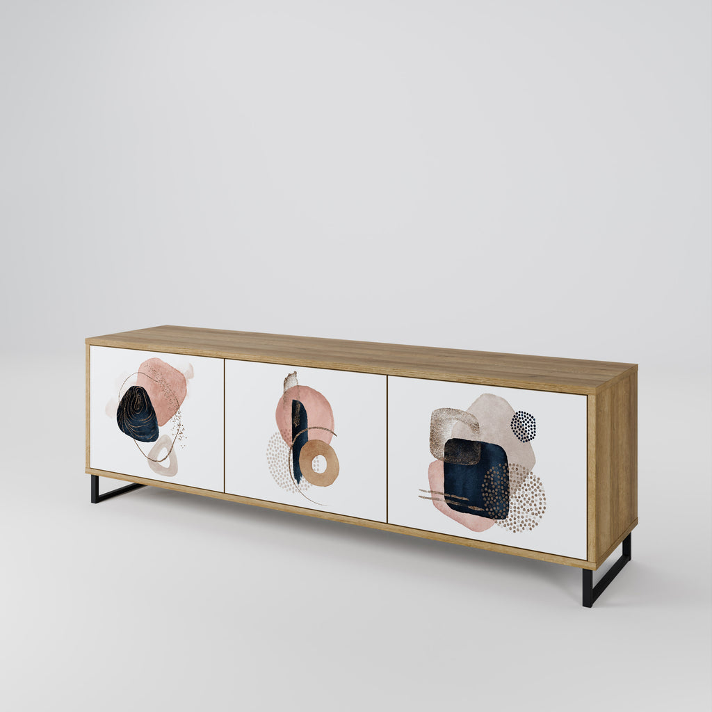 Mueble de TV de 3 puertas con efecto roble COLORFUL SHAPES