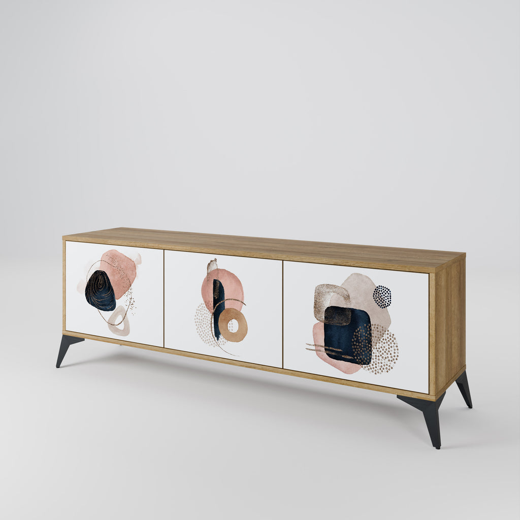 Mueble de TV de 3 puertas con efecto roble COLORFUL SHAPES