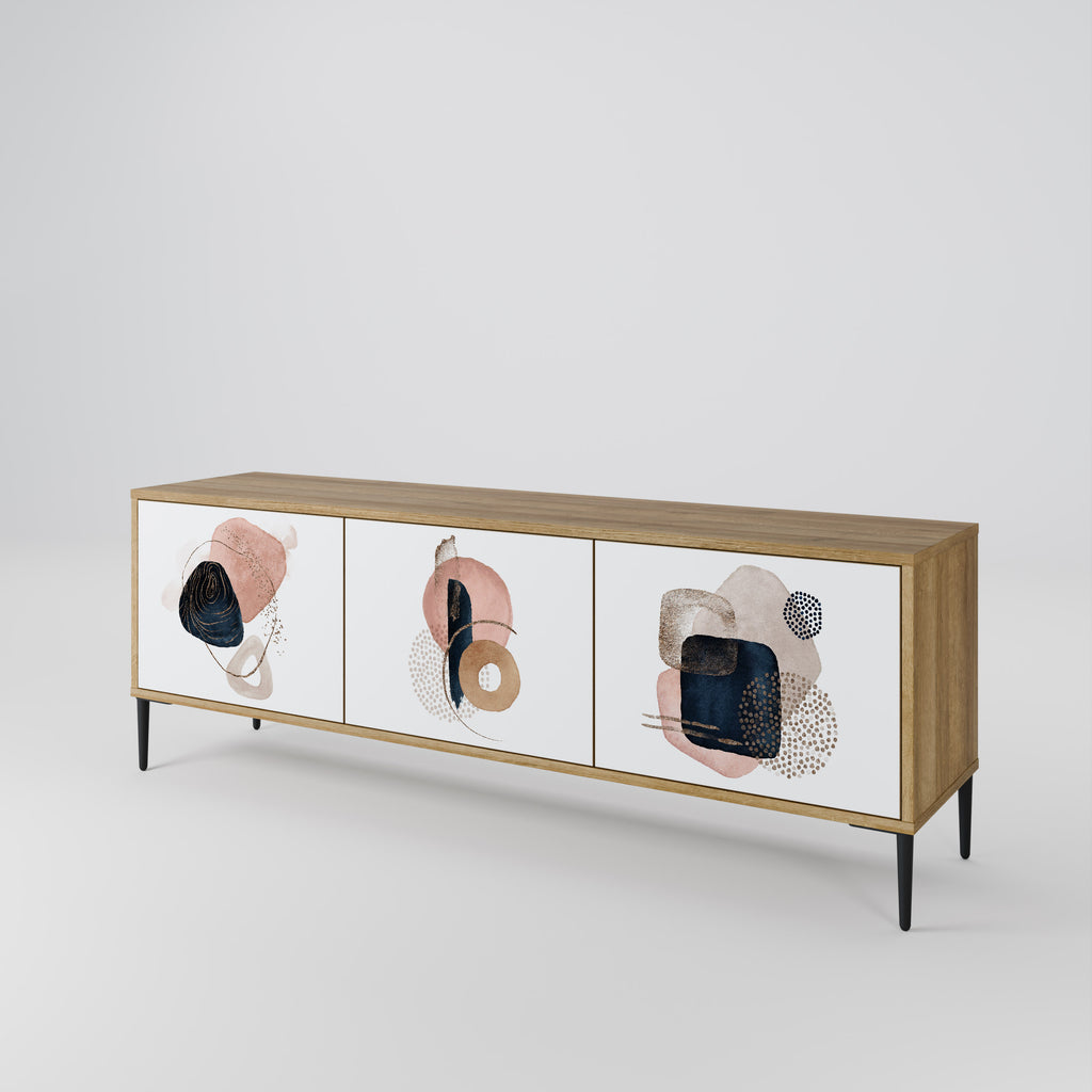Mueble de TV de 3 puertas con efecto roble COLORFUL SHAPES