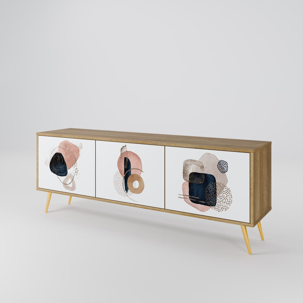 Mueble de TV de 3 puertas con efecto roble COLORFUL SHAPES