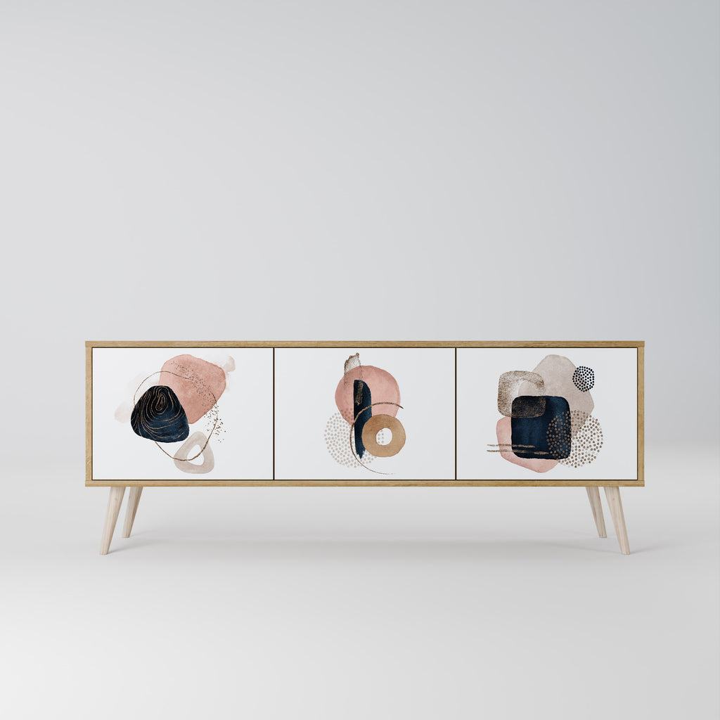 Mueble de TV de 3 puertas con efecto roble COLORFUL SHAPES