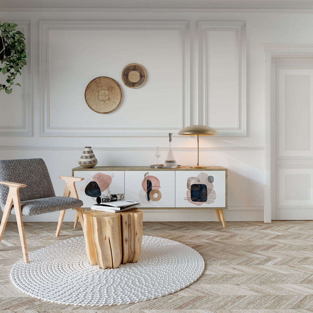 Mueble de TV de 3 puertas con efecto roble COLORFUL SHAPES