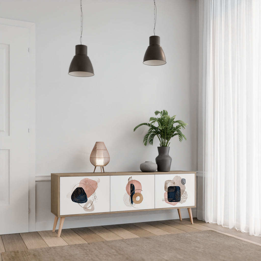Mueble de TV de 3 puertas con efecto roble COLORFUL SHAPES